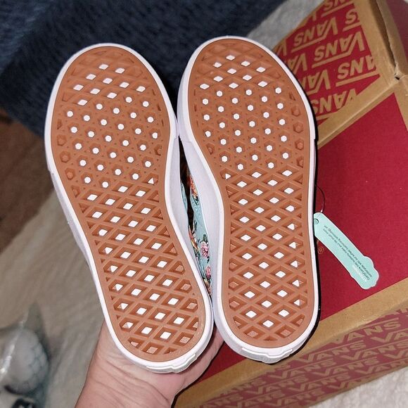 Rare ComfyCush Slip On Vans Sample Shoes Size 13 (Garden Floral) Aquatic / White - Picture 9 of 10